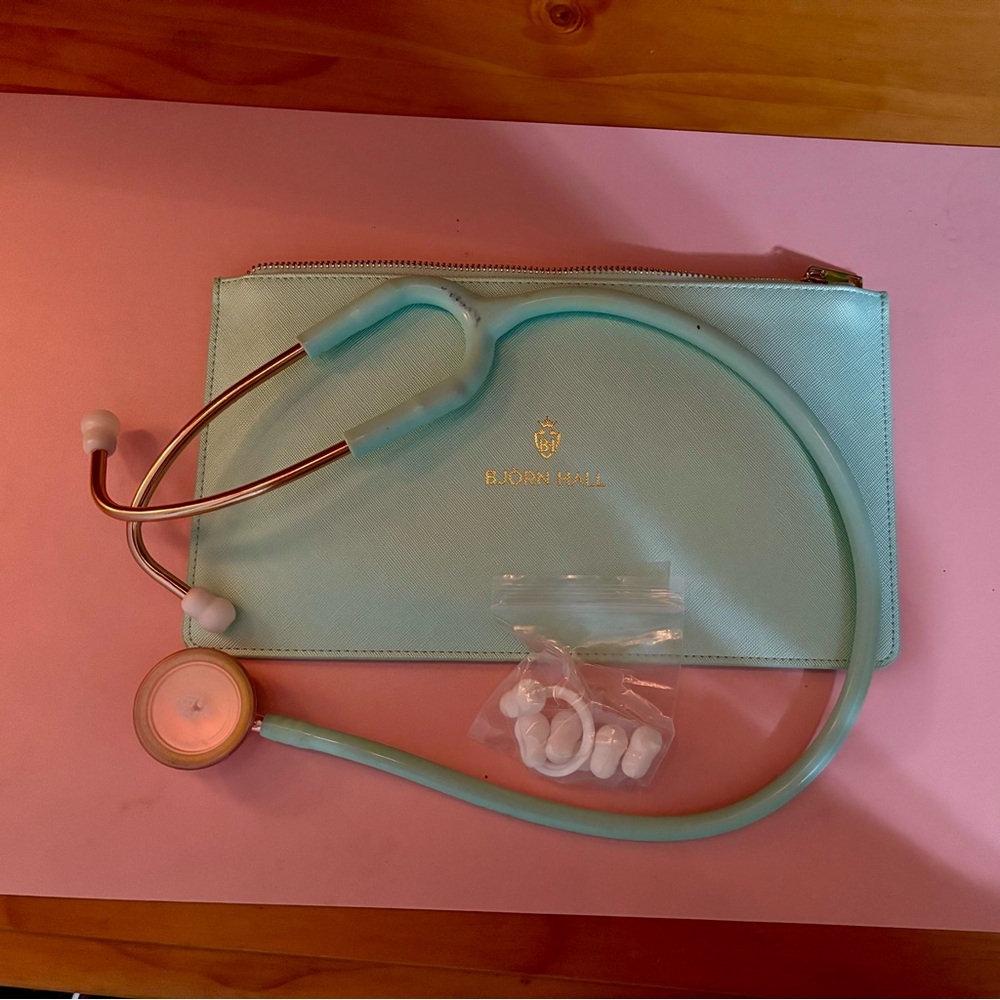 Teal Blue & Rose Gold Stethoscope with Case